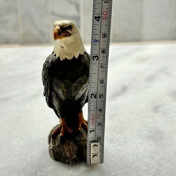 Vintage American Bald Eagle Resin Walking Stick Top Figurine Brown Black 4" - Picture 9 of 9